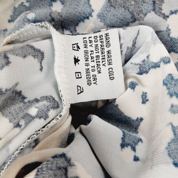 Liz Lange Womens Knit Dress Size Large Blue Multi Floral Sleeveless Wrap Front - Picture 6 of 11